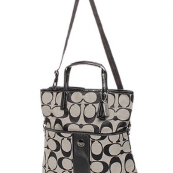 COACH SIGNATURE STRIPE FOLDOVER TOTE - Picture 4 of 6